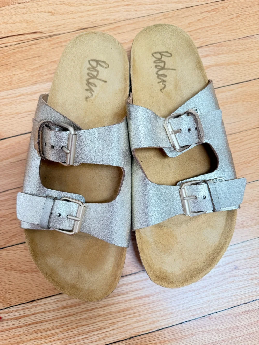 Boden Ottoline Metallic Gold Leather Footbed Sandals EU 39